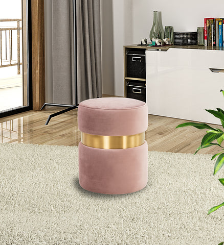 Troy 14.6" Round Velvet Ottoman