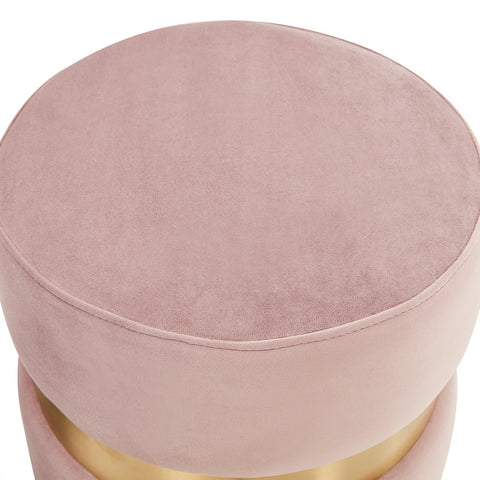 Troy 14.6" Round Velvet Ottoman