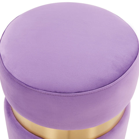 Troy 14.6" Round Velvet Ottoman