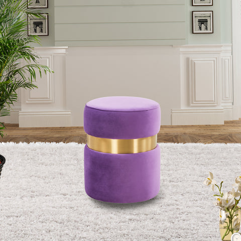 Troy 14.6" Round Velvet Ottoman