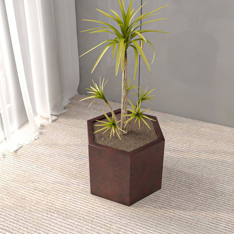 Thicket Modern Fiberstone Planter - Hexagon Design Weather Resistant Plant Pot