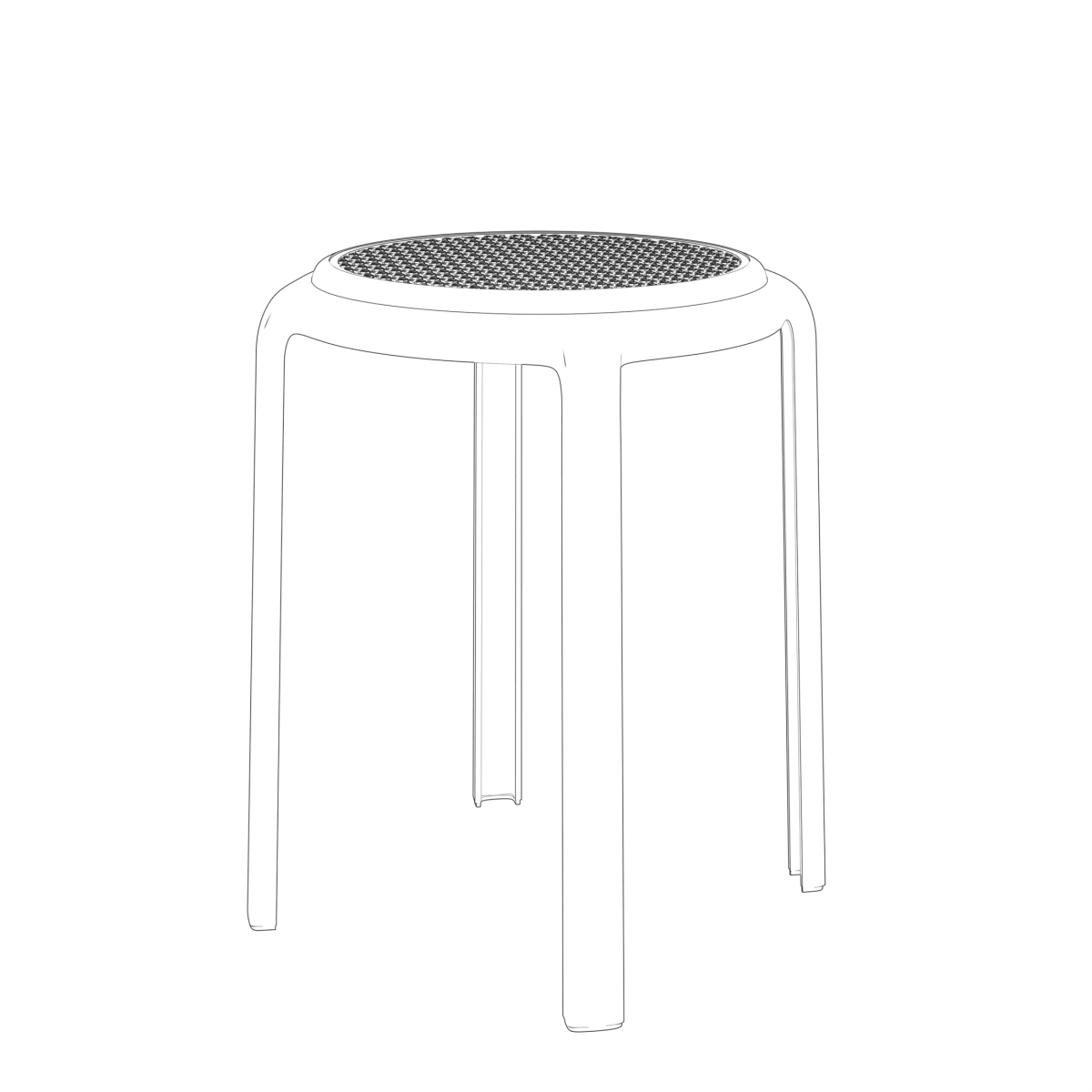 Tresse Mid - Century Modern Stackable Round Plastic Dining Stool for Kitchen and Dining Room