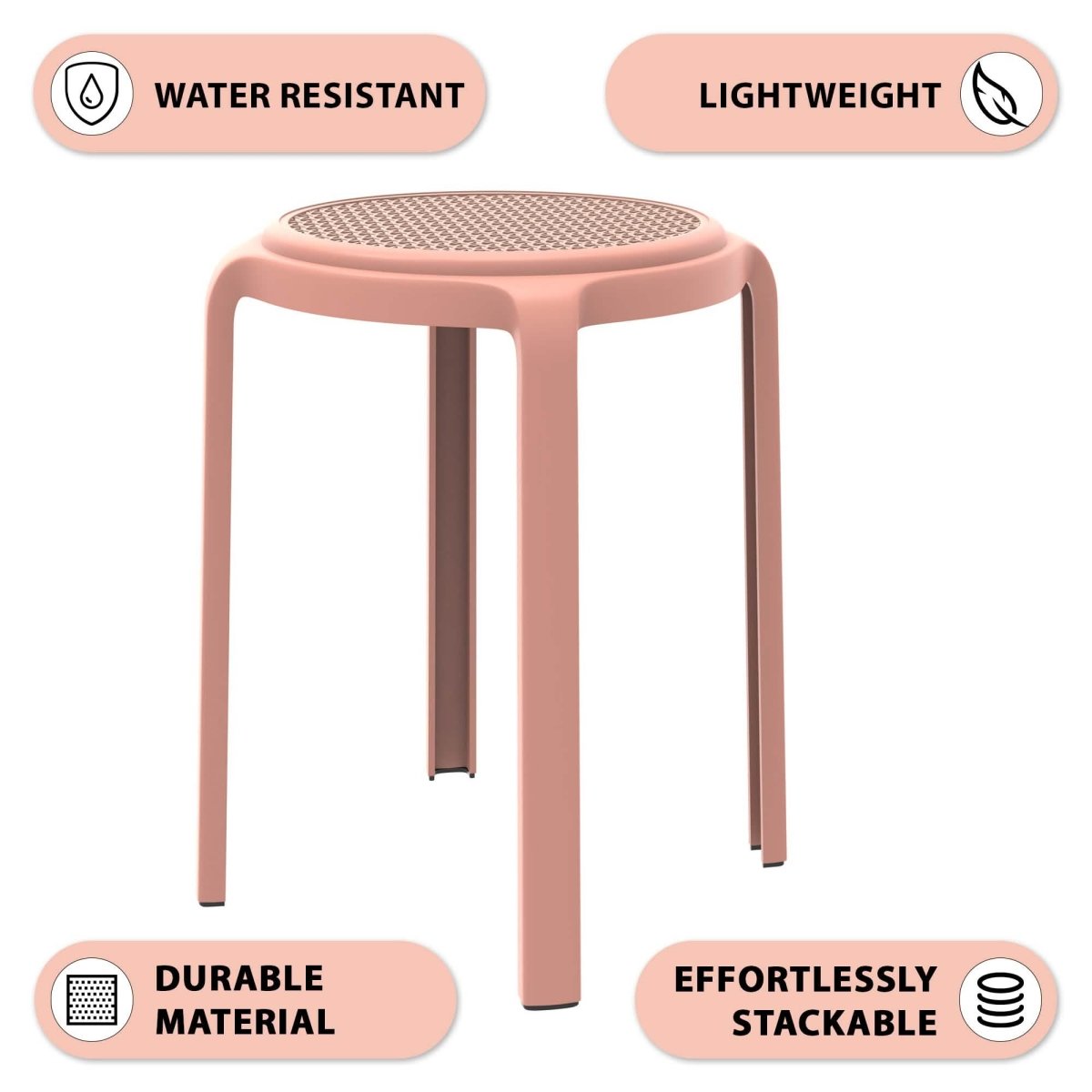 Tresse Mid - Century Modern Stackable Round Plastic Dining Stool for Kitchen and Dining Room