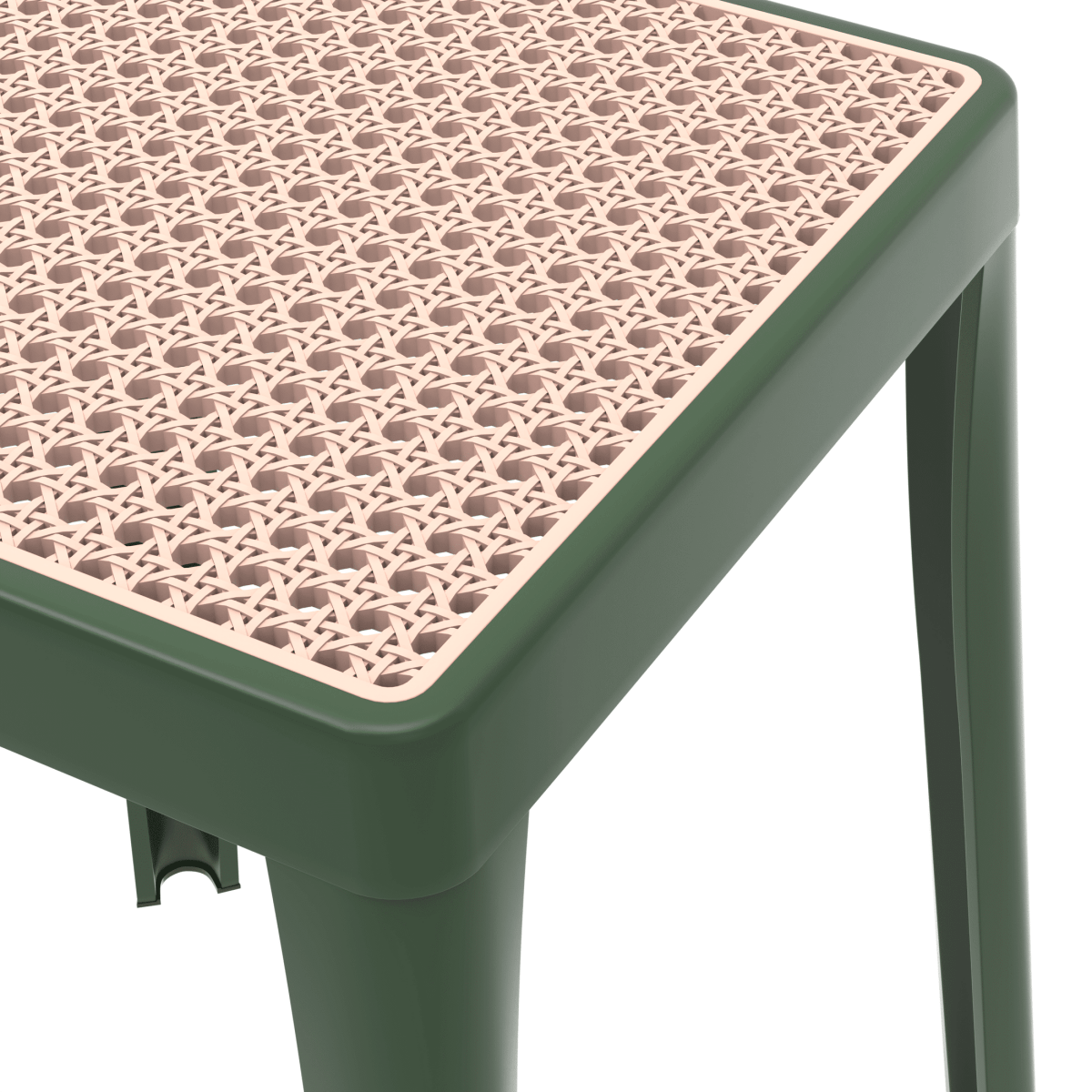 Tresse Mid - Century Modern Stackable Square Plastic Dining Stool with Wicker Top