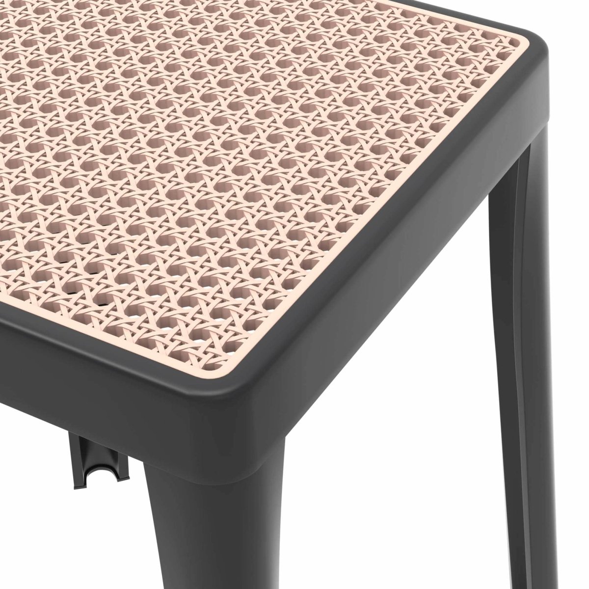 Tresse Mid - Century Modern Stackable Square Plastic Dining Stool with Wicker Top