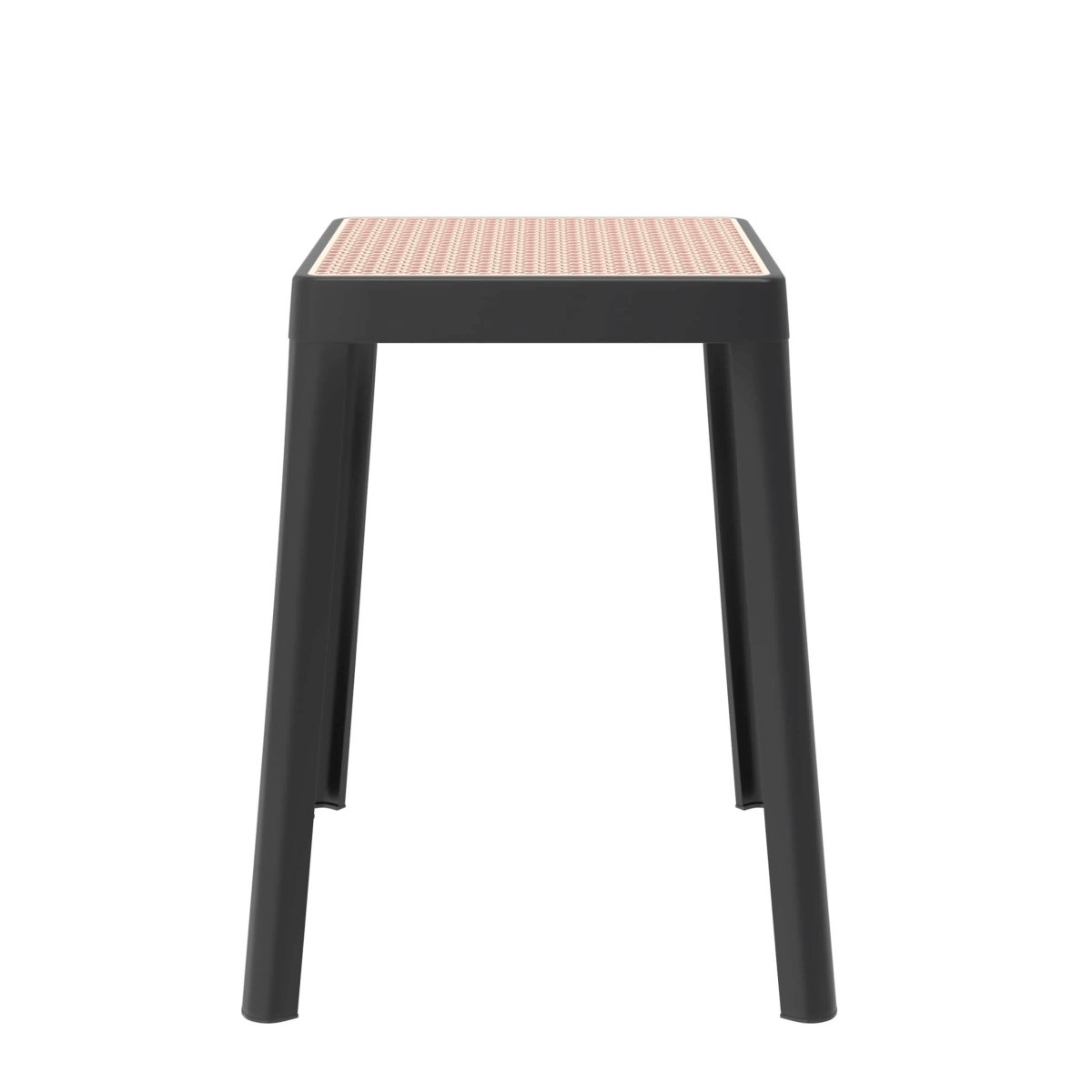 Tresse Mid - Century Modern Stackable Square Plastic Dining Stool with Wicker Top