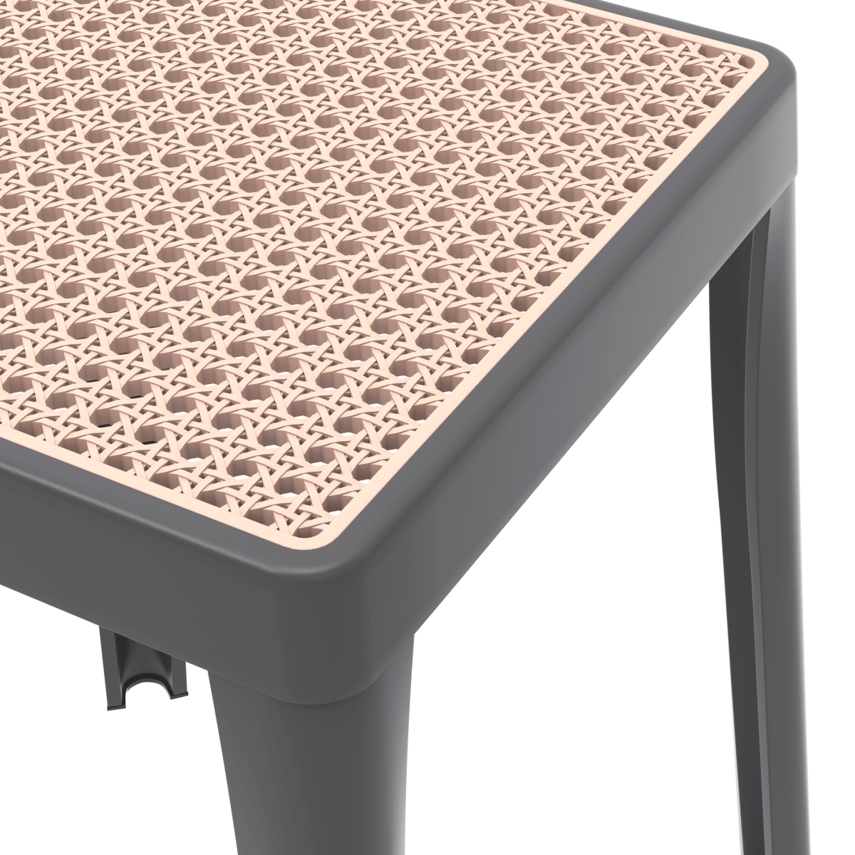 Tresse Mid - Century Modern Stackable Square Plastic Dining Stool with Wicker Top
