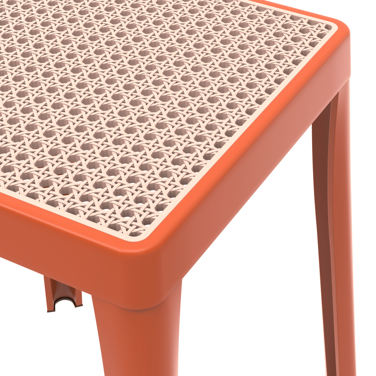 Tresse Mid - Century Modern Stackable Square Plastic Dining Stool with Wicker Top
