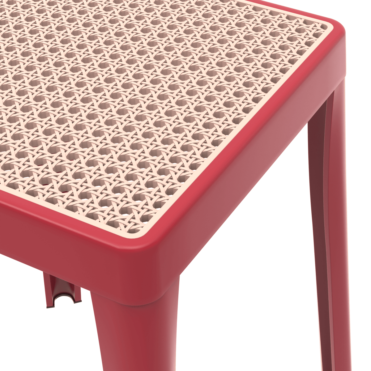 Tresse Mid - Century Modern Stackable Square Plastic Dining Stool with Wicker Top
