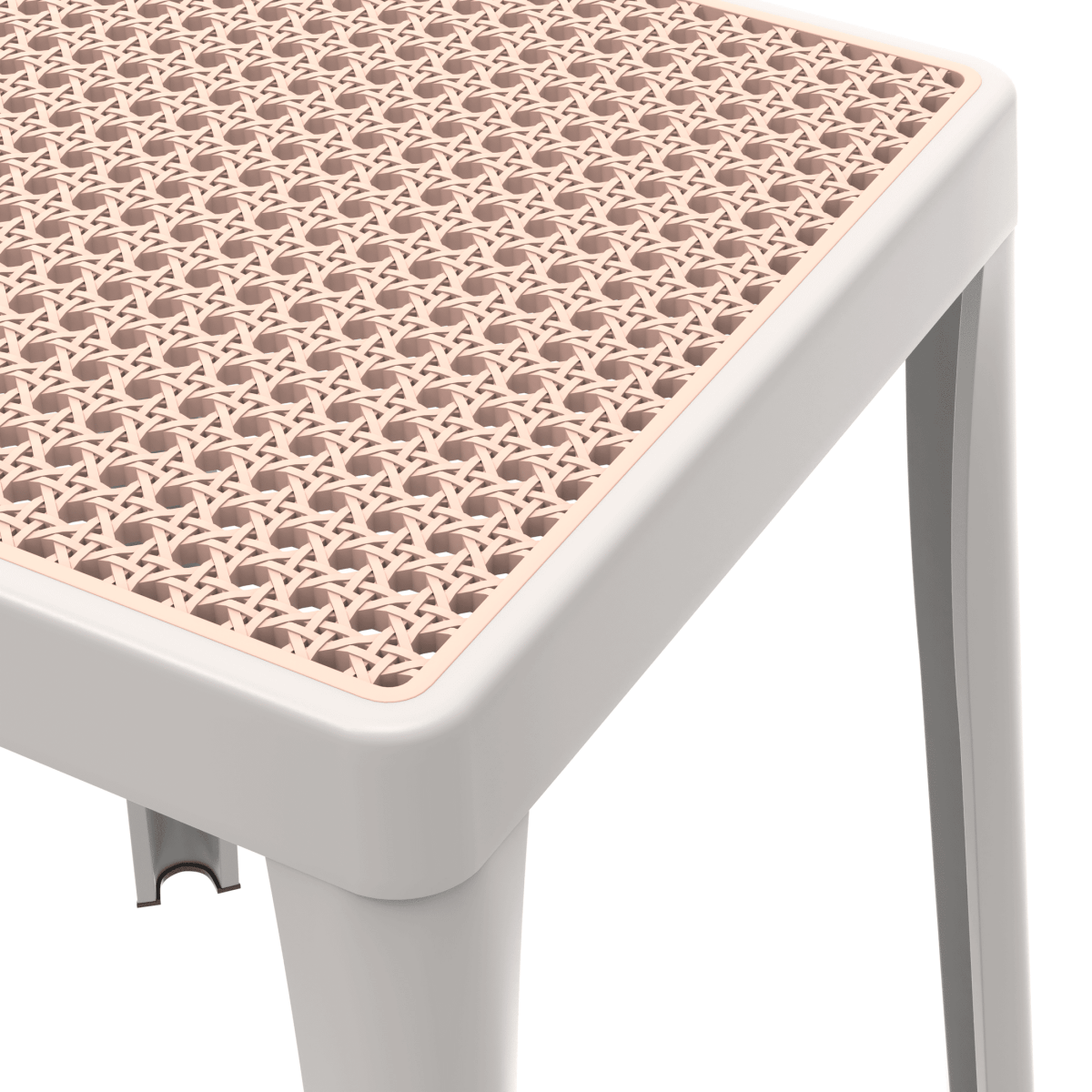 Tresse Mid - Century Modern Stackable Square Plastic Dining Stool with Wicker Top