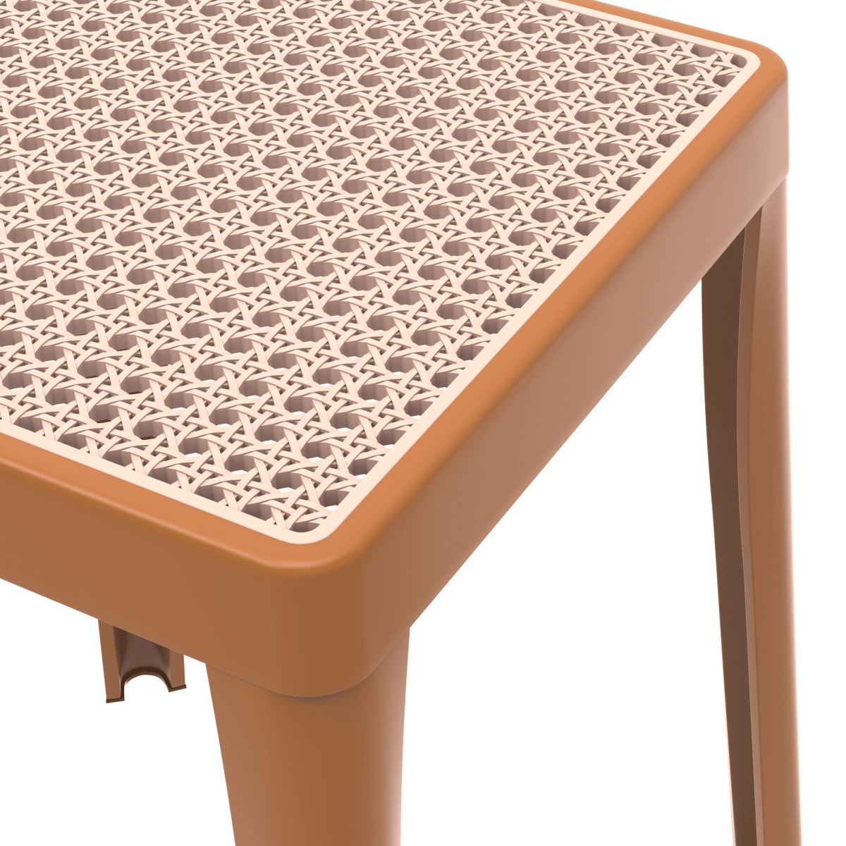 Tresse Mid - Century Modern Stackable Square Plastic Dining Stool with Wicker Top