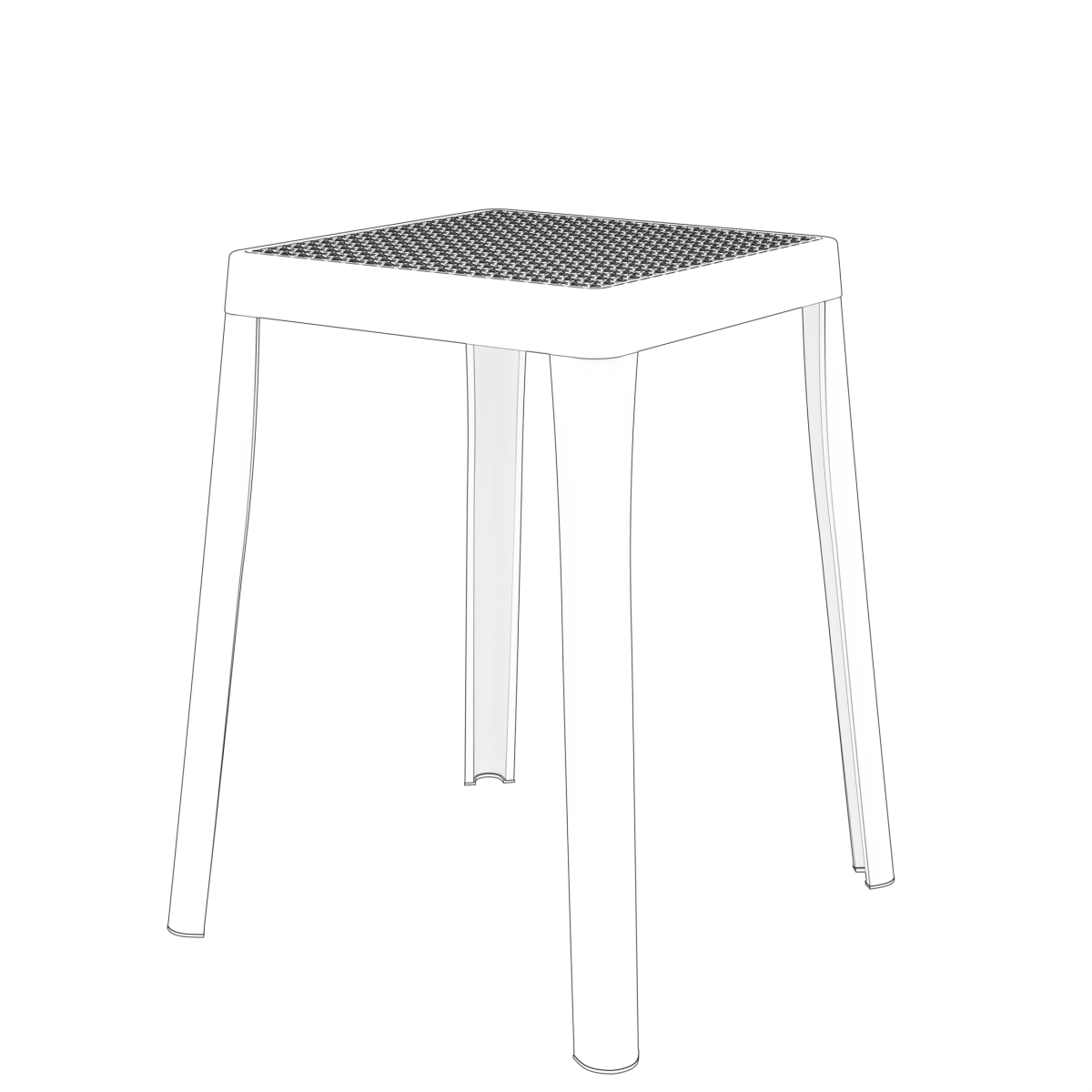 Tresse Mid - Century Modern Stackable Square Plastic Dining Stool with Wicker Top