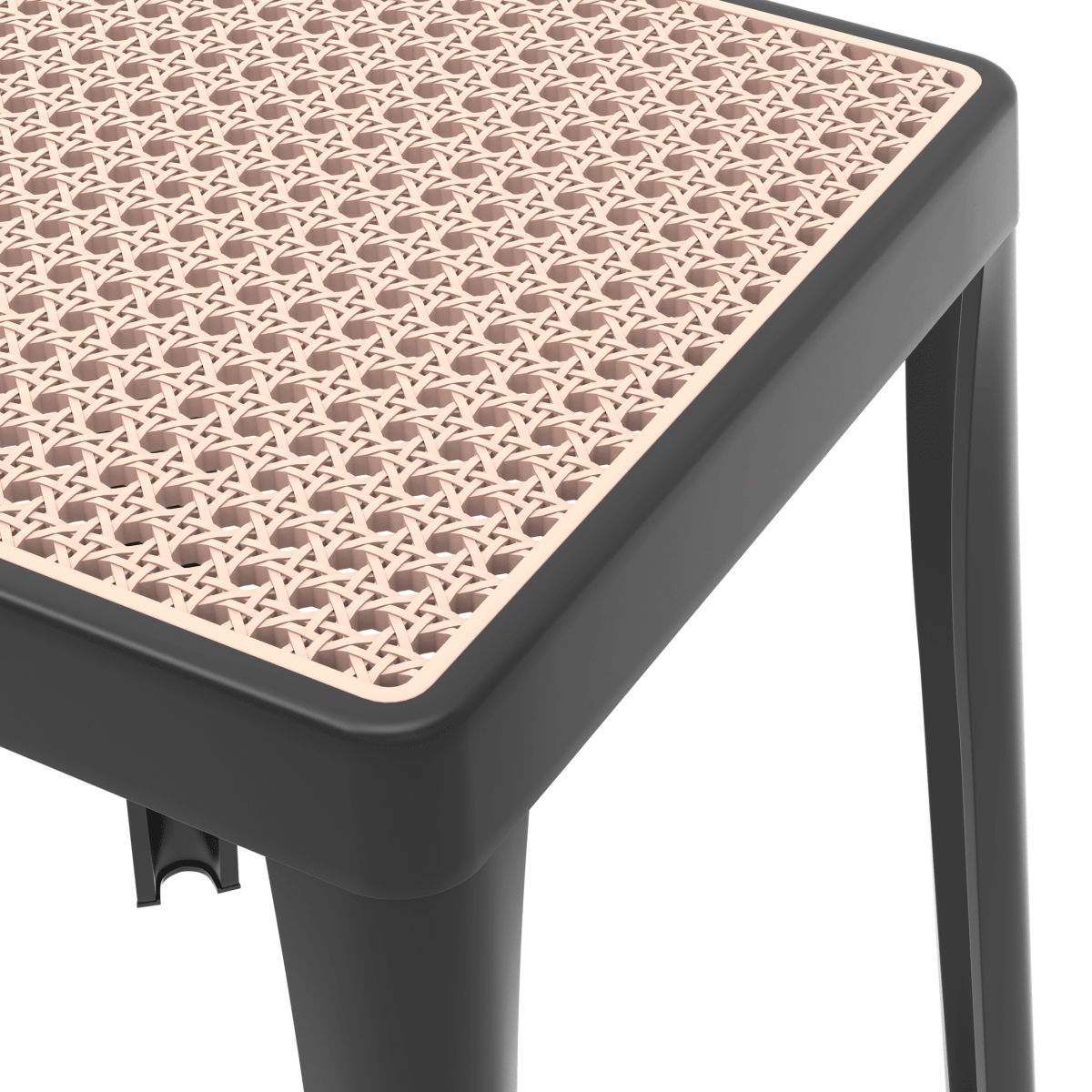 Tresse Mid - Century Modern Stackable Square Plastic Dining Stool with Wicker Top