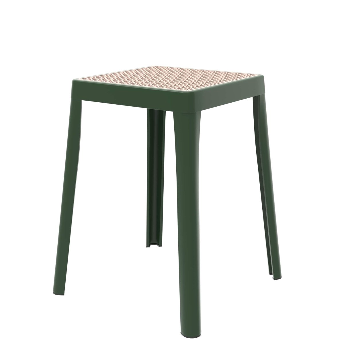 Tresse Mid - Century Modern Stackable Square Plastic Dining Stool with Wicker Top
