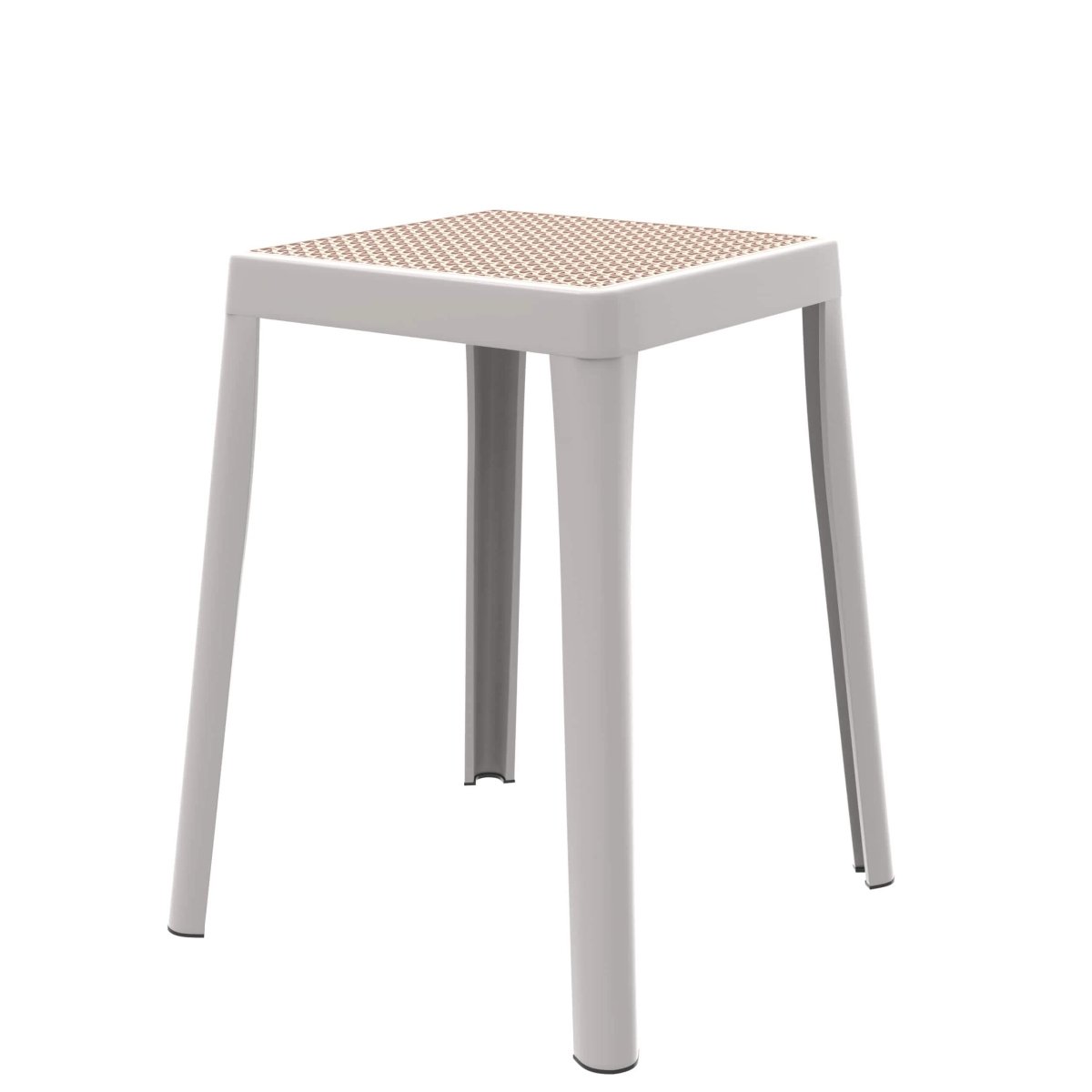 Tresse Mid - Century Modern Stackable Square Plastic Dining Stool with Wicker Top