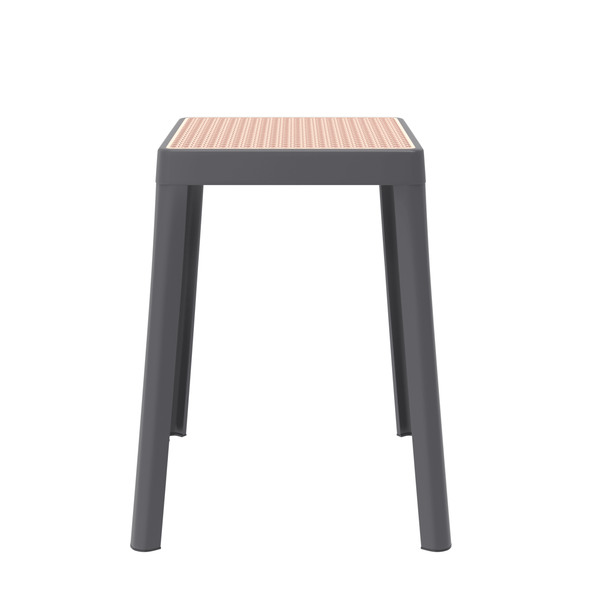 Tresse Mid - Century Modern Stackable Square Plastic Dining Stool with Wicker Top