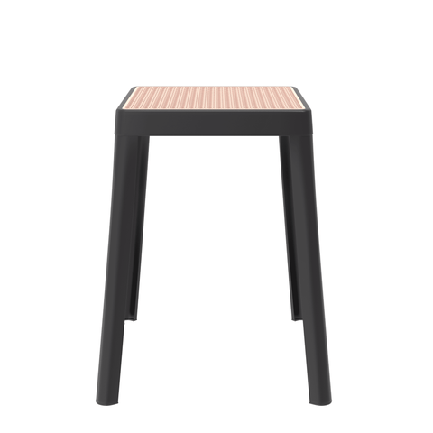 Tresse Mid-Century Modern Stackable Square Plastic Dining Stool with Wicker Top