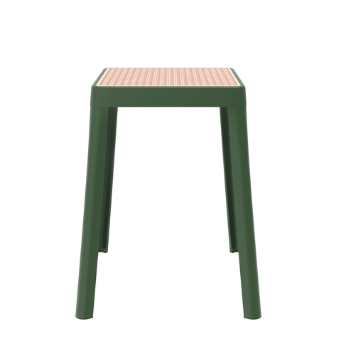 Tresse Mid-Century Modern Stackable Square Plastic Dining Stool with Wicker Top