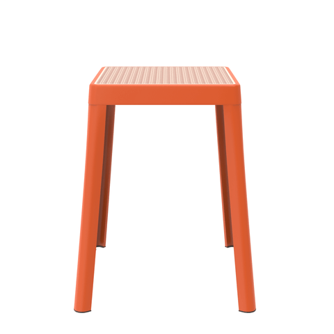 Tresse Mid-Century Modern Stackable Square Plastic Dining Stool with Wicker Top