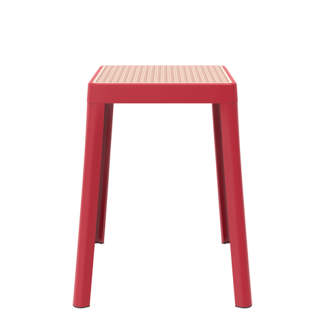 Tresse Mid-Century Modern Stackable Square Plastic Dining Stool with Wicker Top