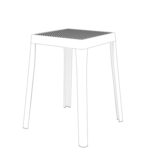 Tresse Mid-Century Modern Stackable Square Plastic Dining Stool with Wicker Top