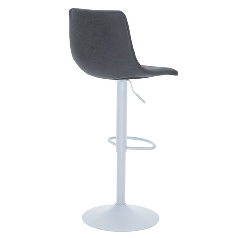 Tilbury Adjustable Height Bar Stool with Leather Upholstery in White Iron with Footrest