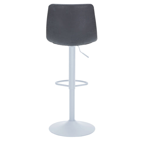 Tilbury Adjustable Height Bar Stool with Leather Upholstery in White Iron with Footrest