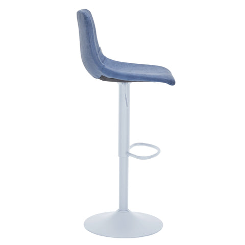 Tilbury Adjustable Height Bar Stool with Leather Upholstery in White Iron with Footrest