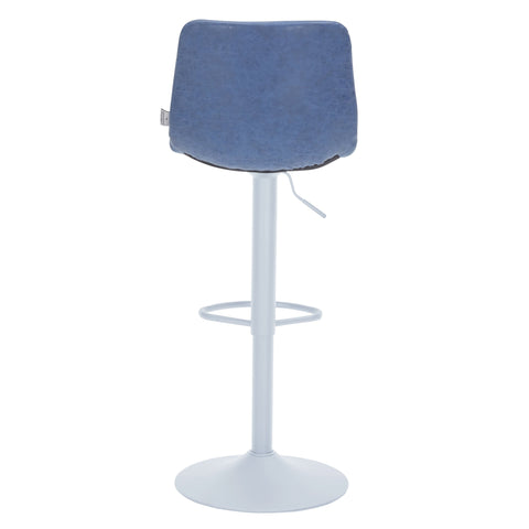 Tilbury Adjustable Height Bar Stool with Leather Upholstery in White Iron with Footrest