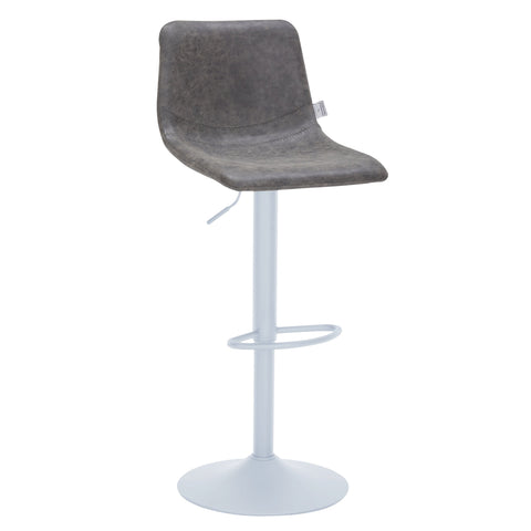 Tilbury Adjustable Height Bar Stool with Leather Upholstery in White Iron with Footrest