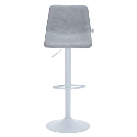 Tilbury Adjustable Height Bar Stool with Leather Upholstery in White Iron with Footrest