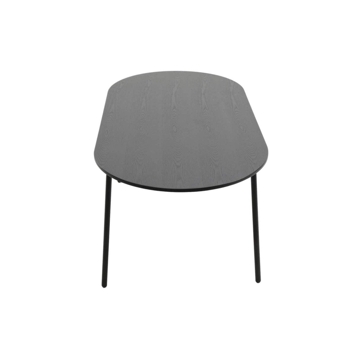 Tule 7-Piece Dining Set: Steel Frame, 6 Upholstered Chairs, 71'' Oval MDF Tabletop Black and White Dining Set Leisuremod