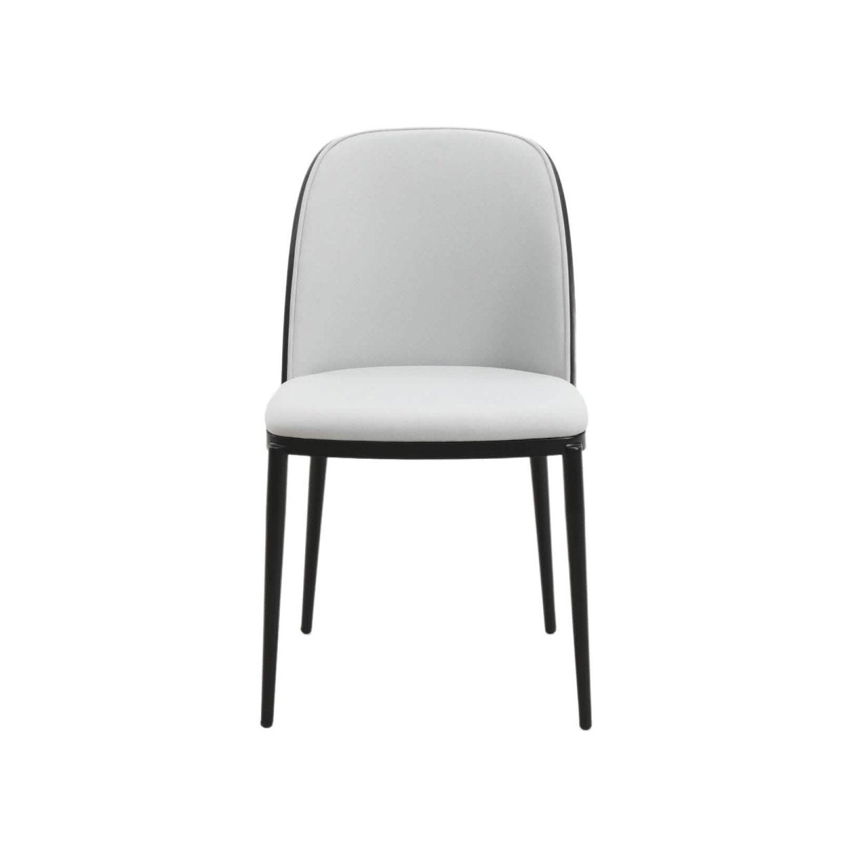 Tule 7-Piece Dining Set: Steel Frame, 6 Upholstered Chairs, 71'' Oval MDF Tabletop Black and White Dining Set Leisuremod
