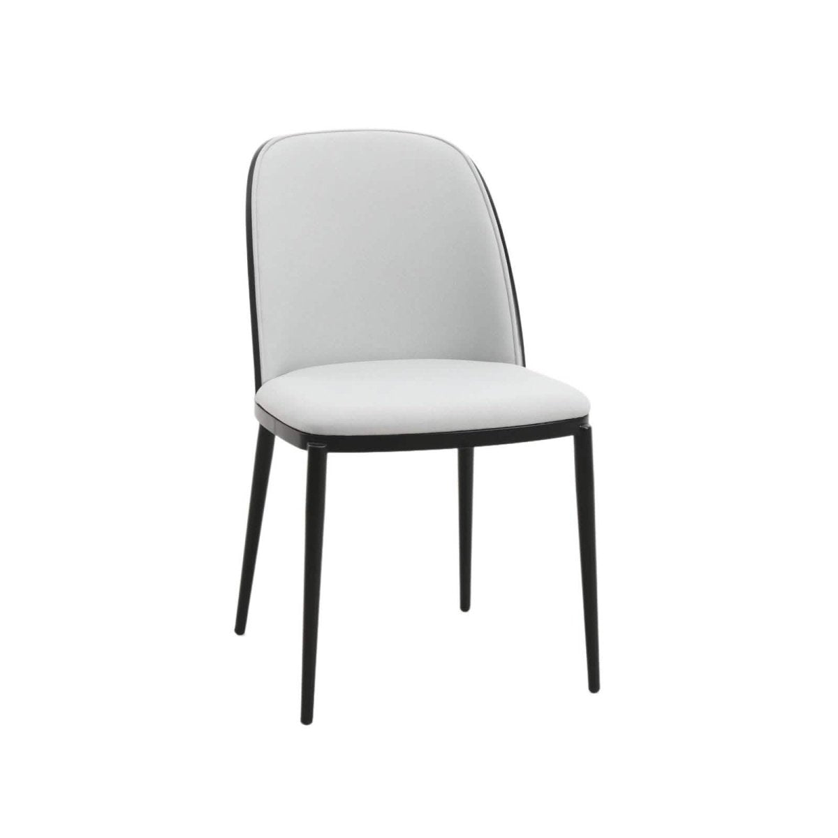 Tule 7-Piece Dining Set: Steel Frame, 6 Upholstered Chairs, 71'' Oval MDF Tabletop Black and White Dining Set Leisuremod