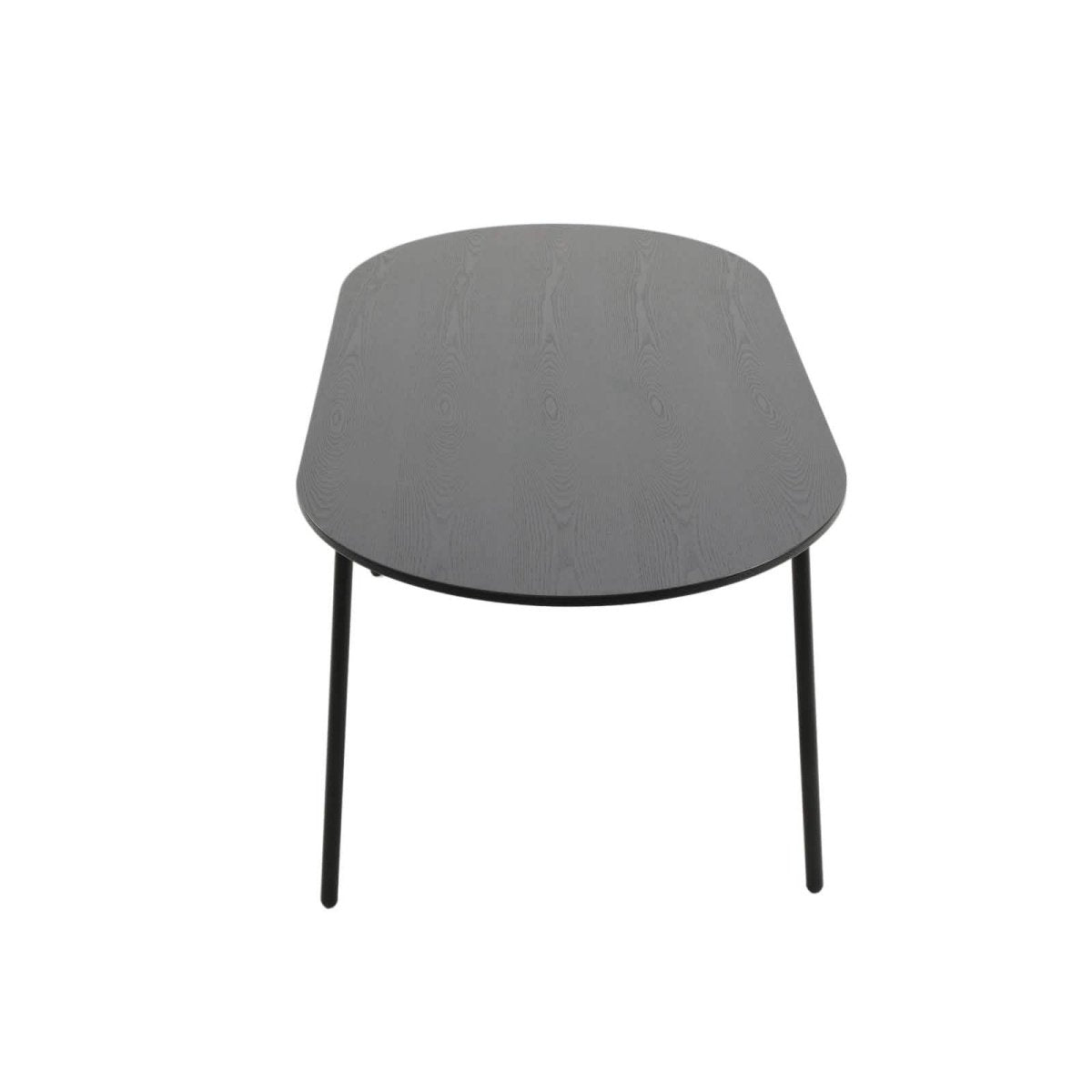 Tule 7-Piece Dining Set: Steel Frame, 6 Upholstered Chairs, 71'' Oval MDF Tabletop Black Platinum Blue Dining Set Leisuremod