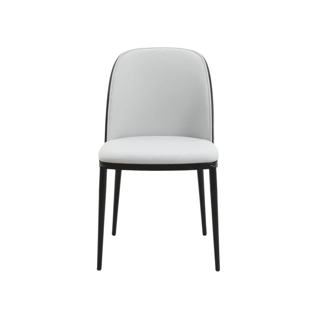 Tule 7-Piece Dining Set: Steel Frame, 6 Upholstered Chairs, 71'' Oval MDF Tabletop Black Platinum Blue Dining Set Leisuremod