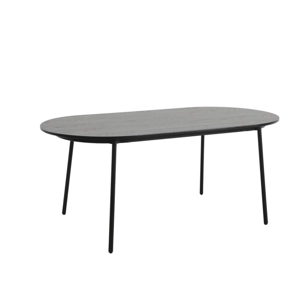 Tule 7-Piece Dining Set: Steel Frame, 6 Upholstered Chairs, 71'' Oval MDF Tabletop Black Platinum Blue Dining Set Leisuremod