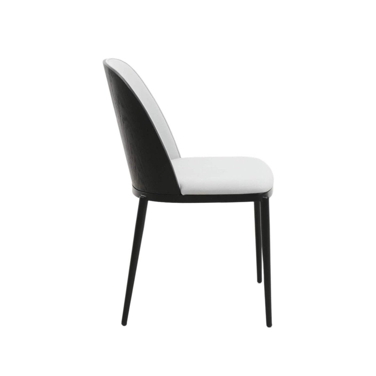 Tule 7-Piece Dining Set: Steel Frame, 6 Upholstered Chairs, 71'' Oval MDF Tabletop Black and White Dining Set Leisuremod