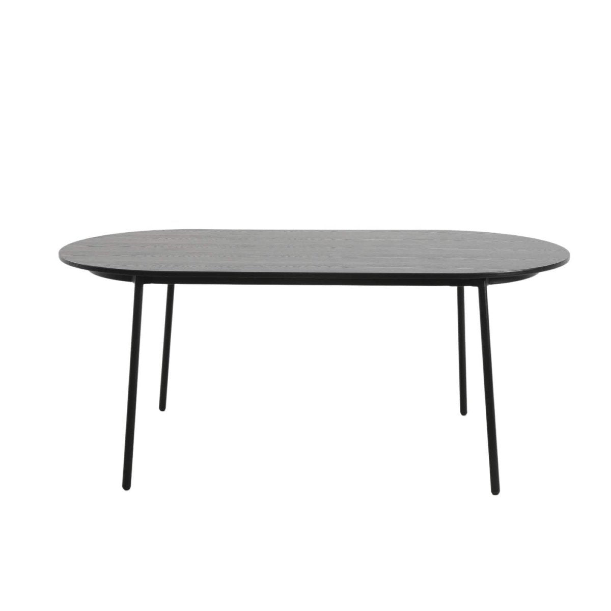 Tule 7-Piece Dining Set: Steel Frame, 6 Upholstered Chairs, 71'' Oval MDF Tabletop Black Platinum Blue Dining Set Leisuremod