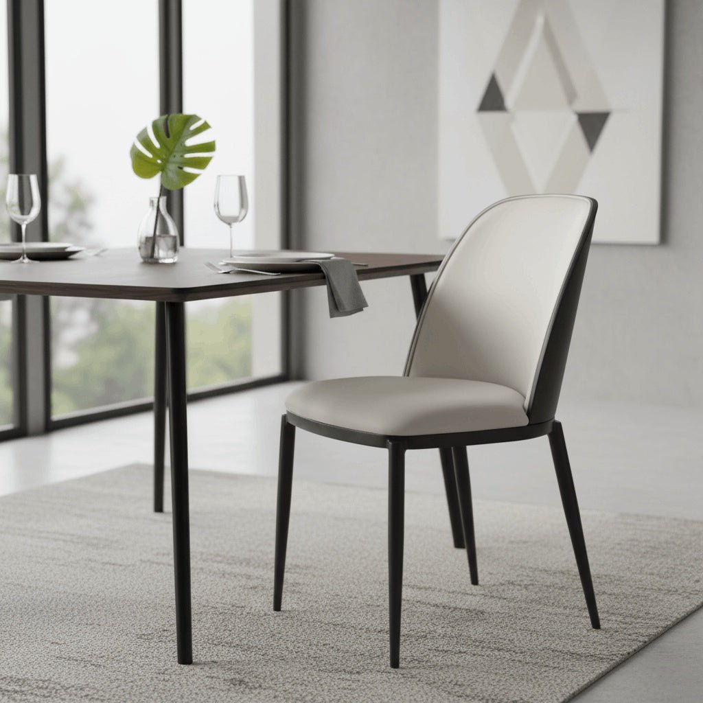Tule Dining Side Chair with Upholstered Seat and Powder - Coated Steel Frame