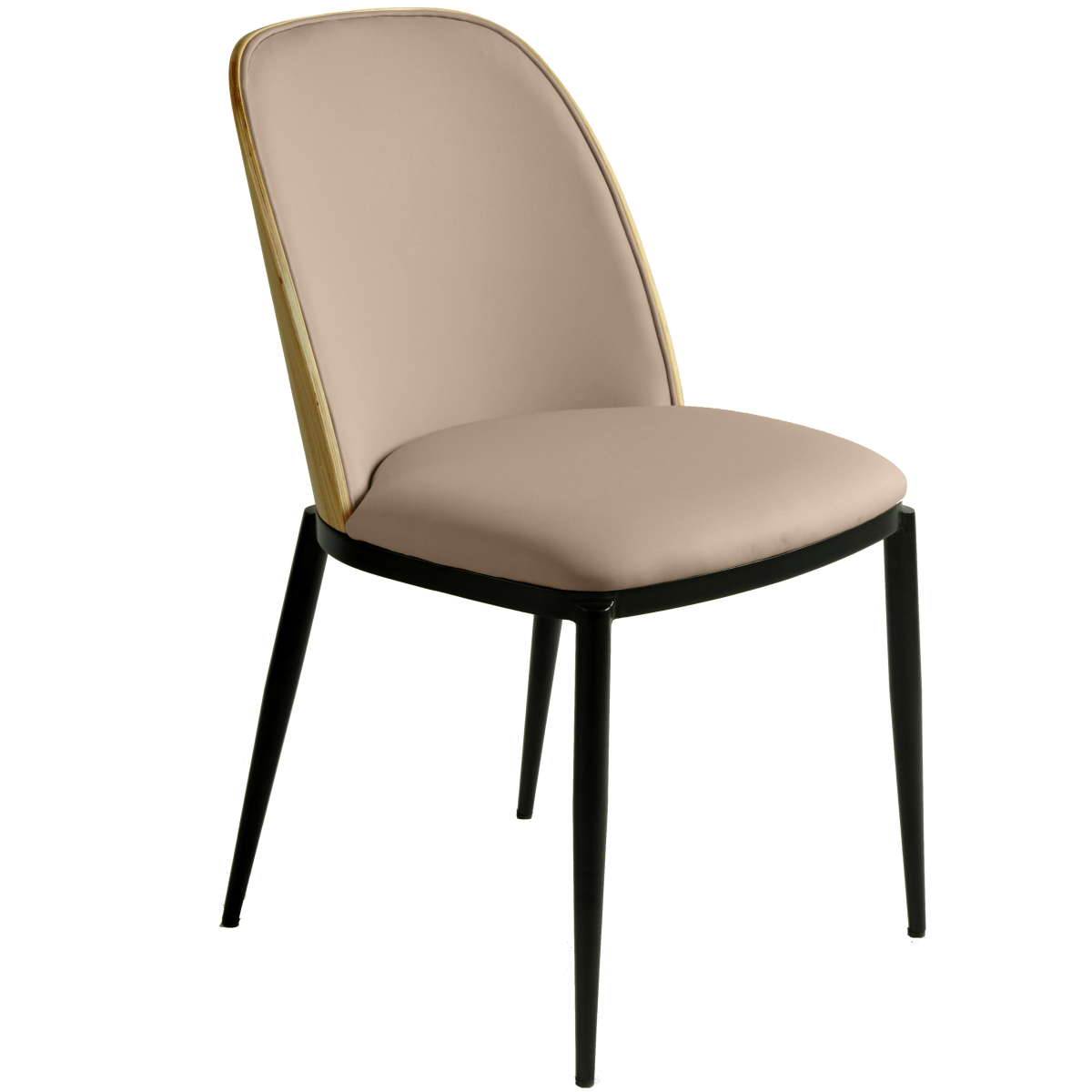Tule Dining Side Chair with Upholstered Seat and Powder - Coated Steel Frame
