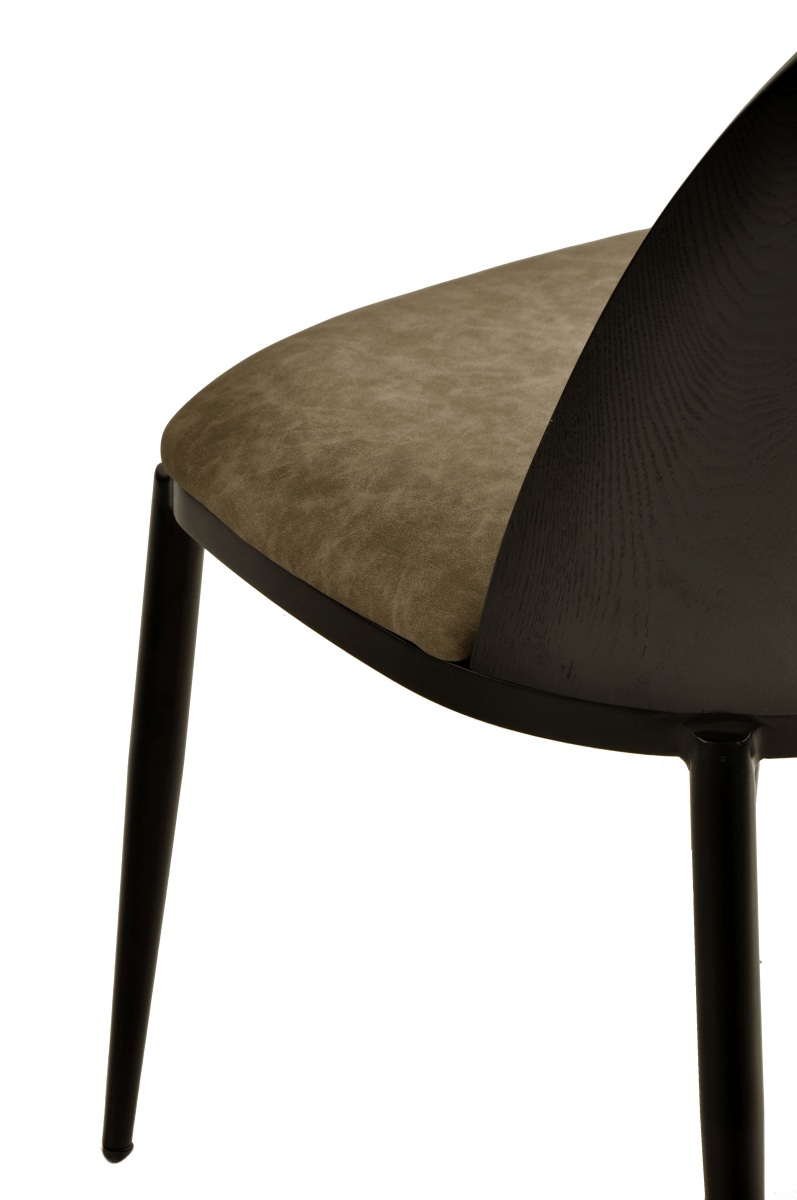 Tule Dining Side Chair with Upholstered Seat and Powder - Coated Steel Frame