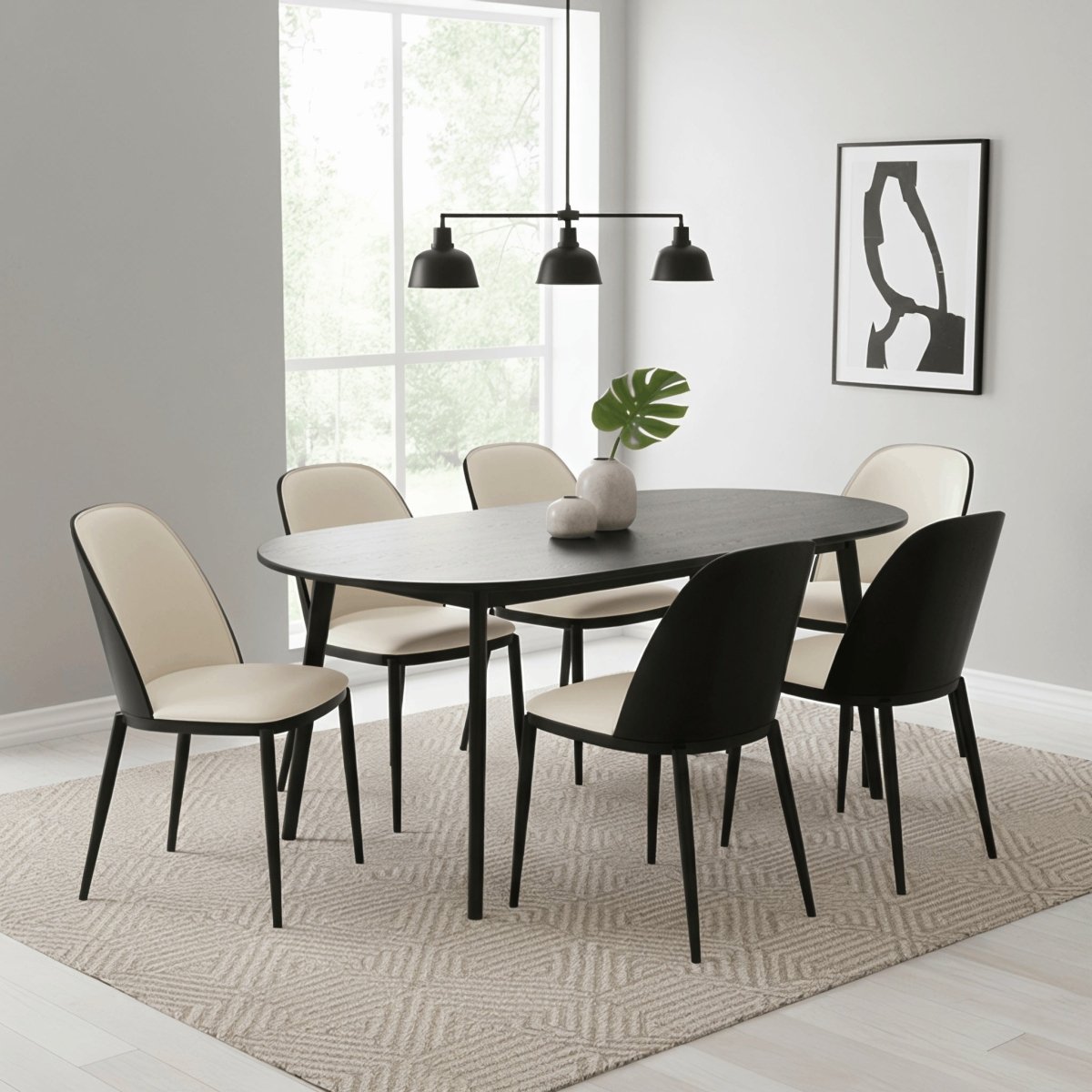 Tule Dining Side Chair with Upholstered Seat and Powder - Coated Steel Frame