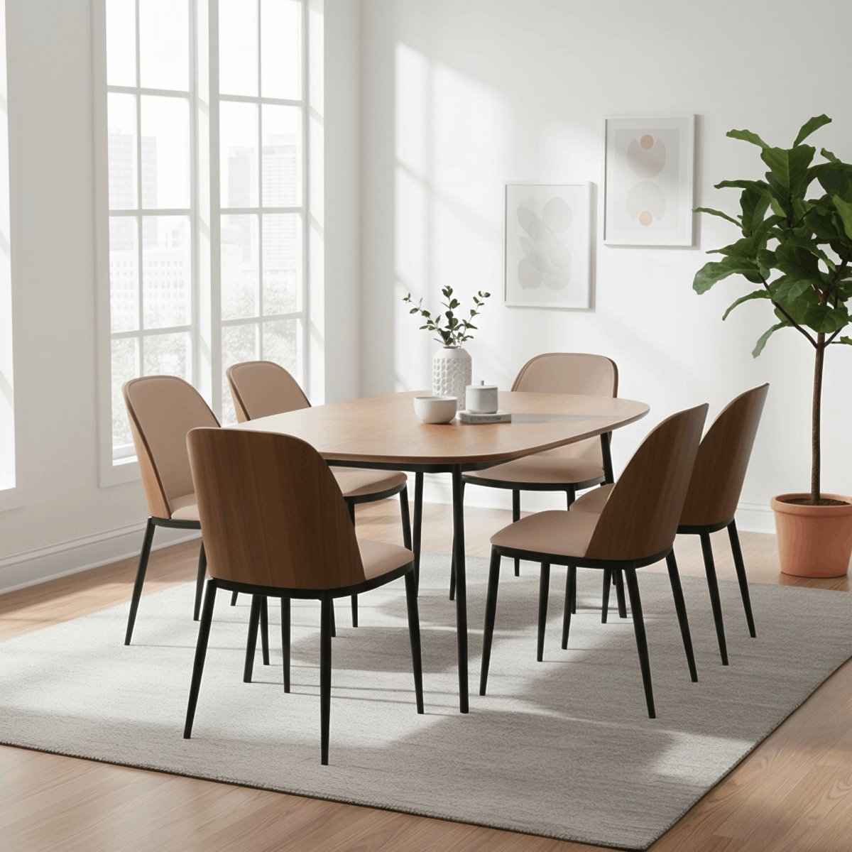 Tule Dining Side Chair with Upholstered Seat and Powder - Coated Steel Frame