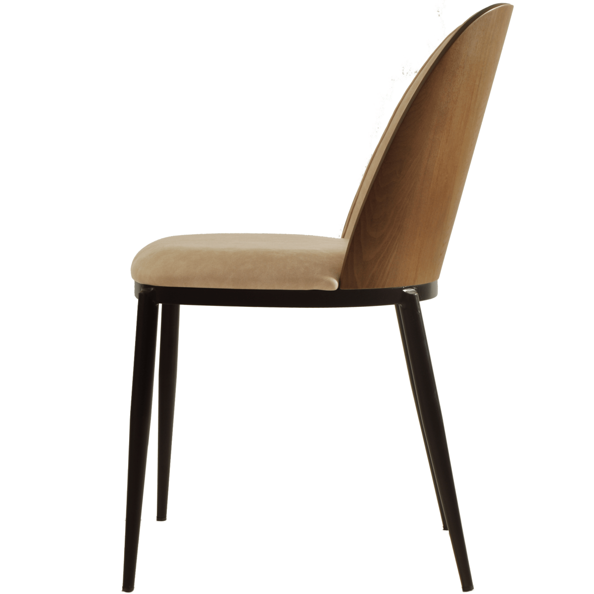Tule Dining Side Chair with Upholstered Seat and Powder - Coated Steel Frame