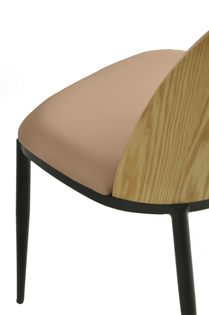 Tule Dining Side Chair with Upholstered Seat and Powder - Coated Steel Frame