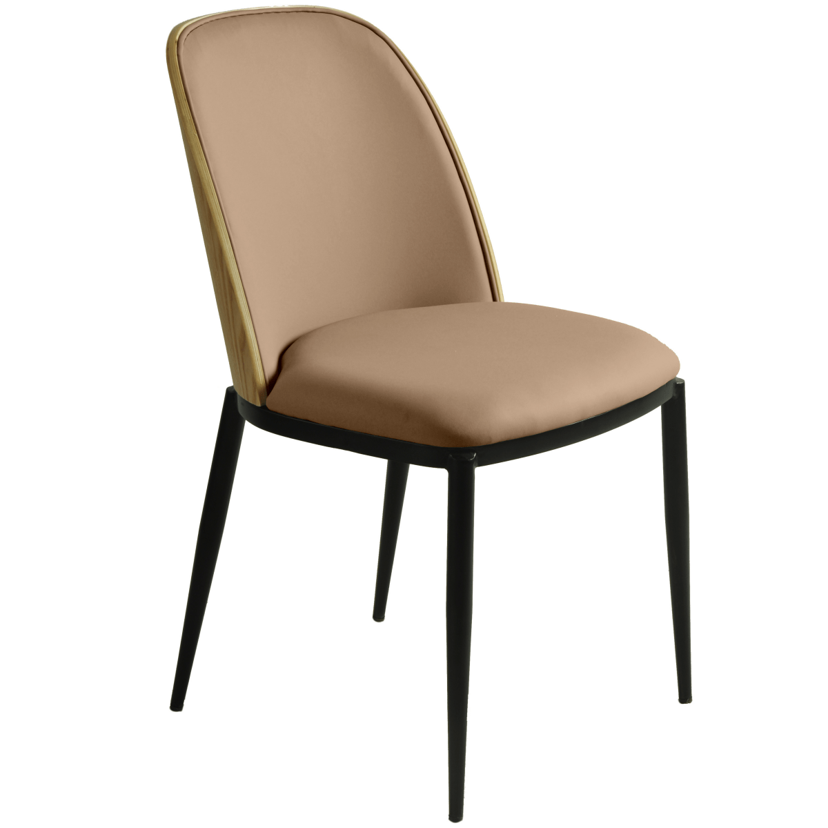 Tule Dining Side Chair with Upholstered Seat and Powder - Coated Steel Frame