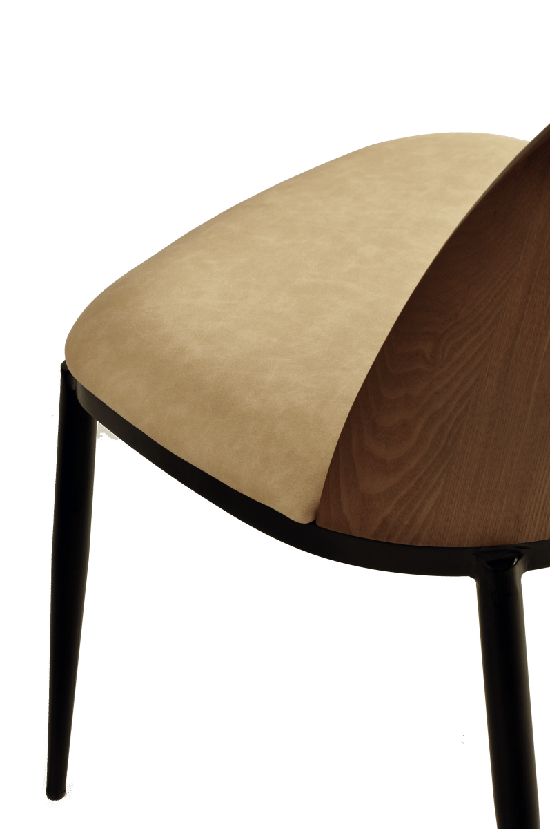 Tule Dining Side Chair with Upholstered Seat and Powder - Coated Steel Frame