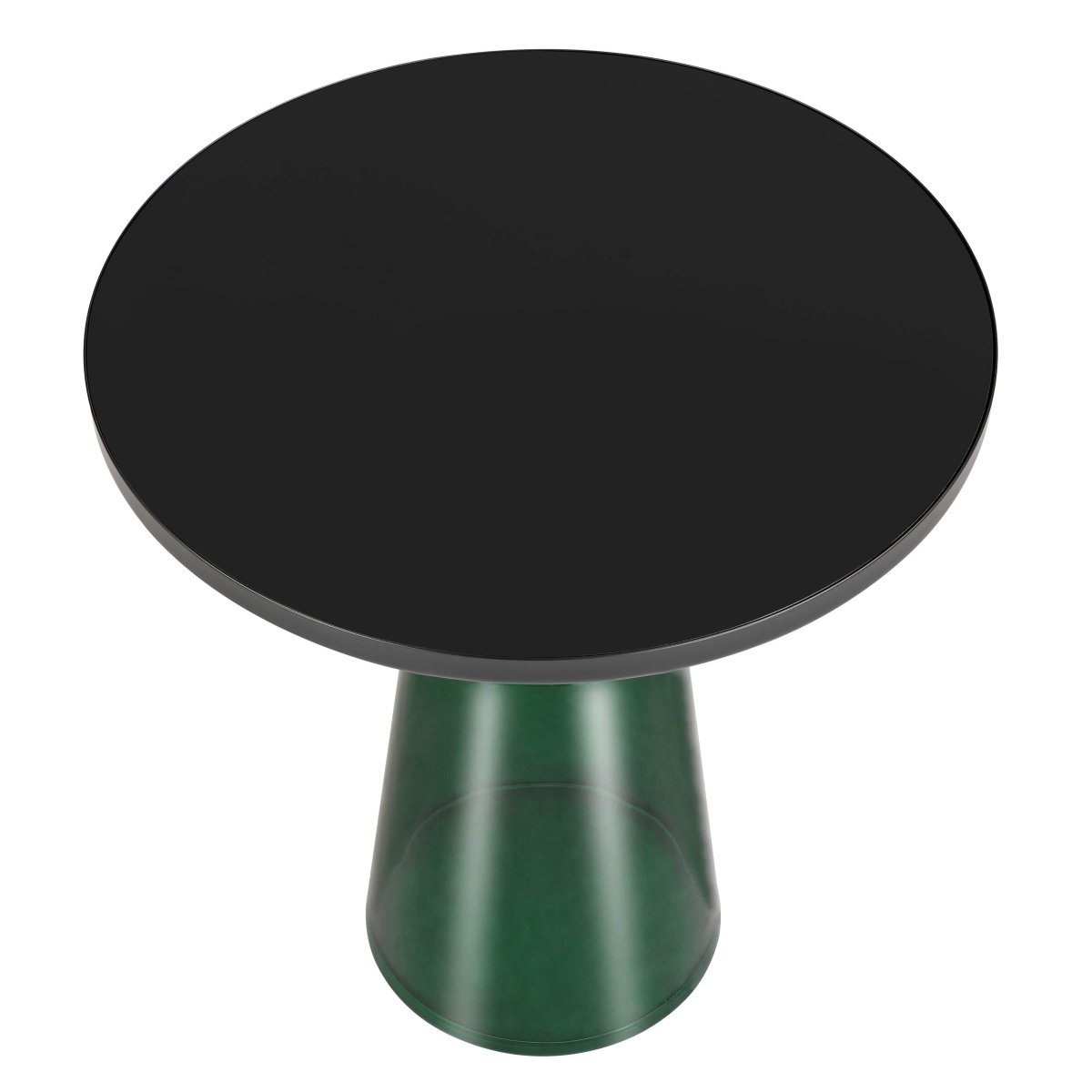 Tully 19 - Inch Round Glass/Stone Side Table with Iron Rim Frame and Glass Base