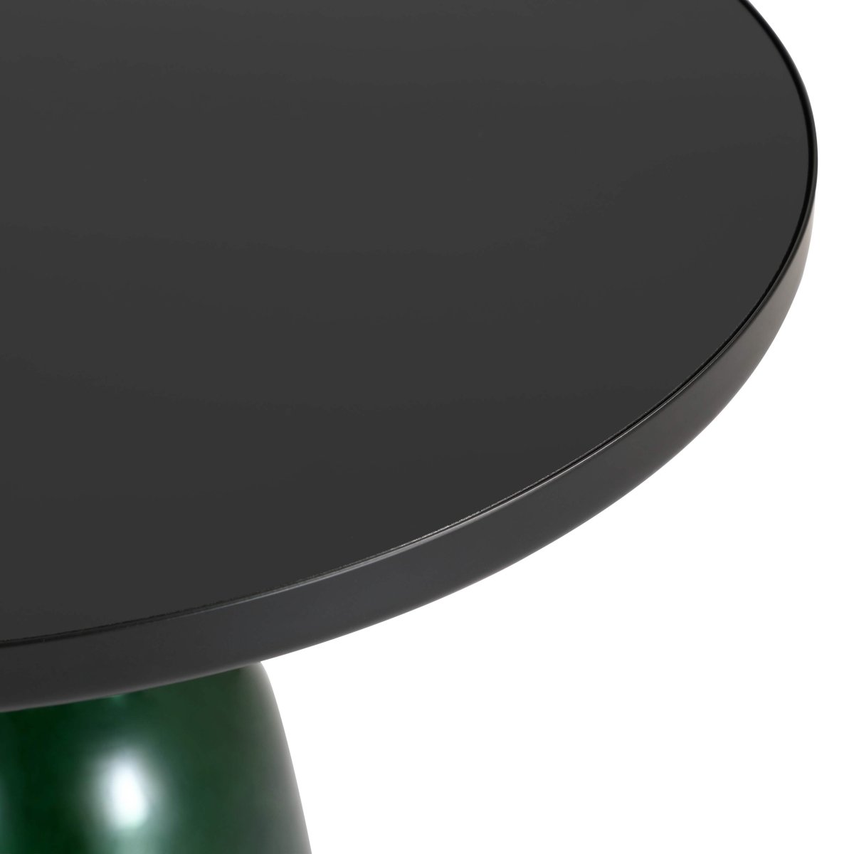 Tully 19 - Inch Round Glass/Stone Side Table with Iron Rim Frame and Glass Base